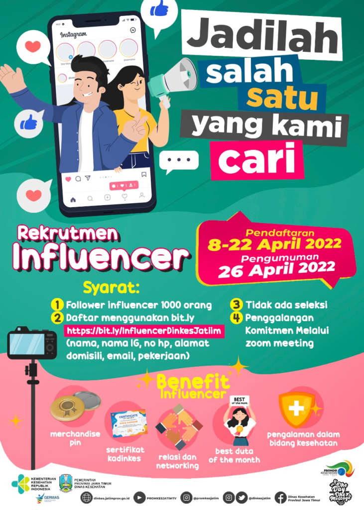 Dinkes Jatim Buka Rekrutmen Influencer Dinas Komunikasi Dan